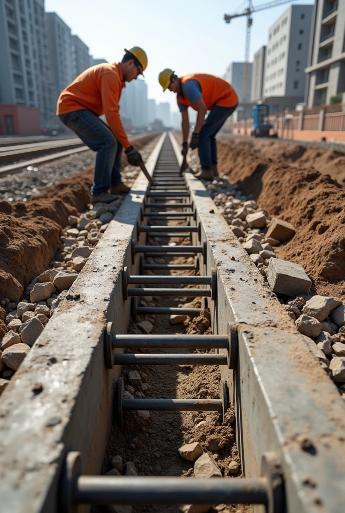 The wrong reinforcement bar size for the ground beam was installed by the Contractor, along with the wrong way of installation
