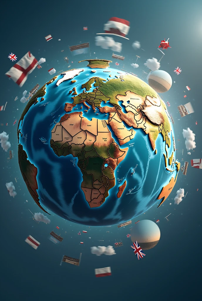 A globe spinning, highlighting the diverse nations once under British rule, transitioning to modern scenes of progress and collaboration