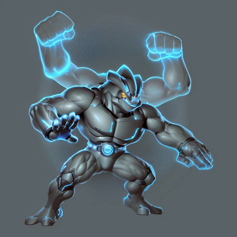 a close up of a cartoon character with a big smile, blastoise, most strongest pose, official art, arms akimbo pose, golem, gray anthropomorphic, buff man, male holosmith, official artwork, intimidating pose, attack pose, powerful pose, ken sugimori art, muscular!!, intimidating stance, by Ken Sugimori