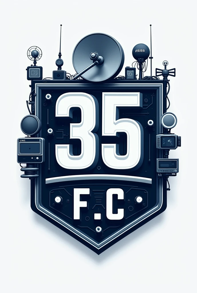 crea un insignia de futbol soccer que se
 llame 35 F.c. containing images of military communications equipment