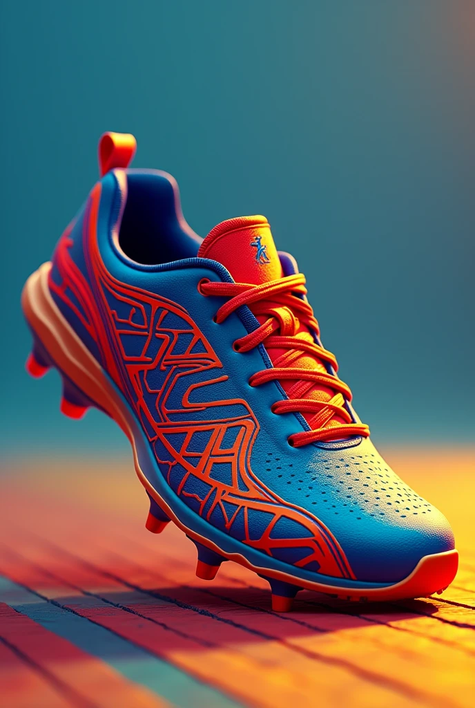 Cricket shoes design red blue yellow