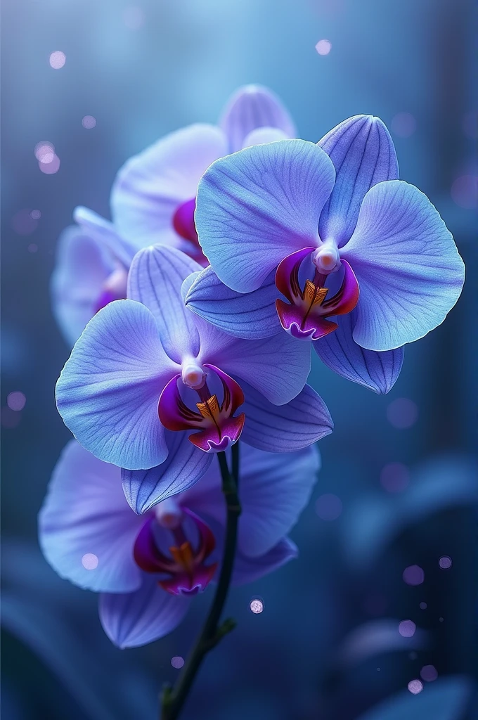 Blue purple orchid flower blue purple colours shading weaving hat.