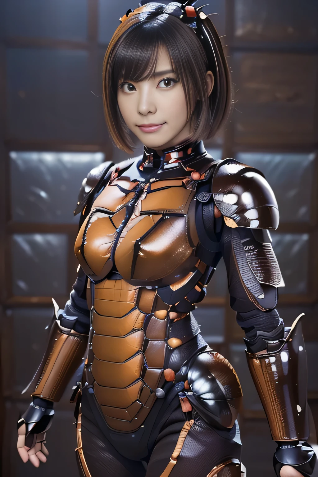 (high resolution,masterpiece,best quality,extremely detailed CG, anime, official art:1.4), realistic, photo, amazing fine details, all intricate, gloss and shiny,awesome many layers, 8k wall paper, 3d, sketch, kawaii, illustration,( solo:1.4), perfect female proportion,villainess, (fusion of dark brown cockroach and lady:1.4), (brown cockroach form lady:1.2), (brown cockroach lady:1.2), (fusion:1.2), (solo:1.4), (evil smile:1.2), muscular, abs, (cockroach brown exoskeleton bio insect suit:1.4), (cockroach brown exoskeleton bio insect armor:1.2), (brown transparency cockroach wing:1.4), (brown cockroach antennae:1.3),