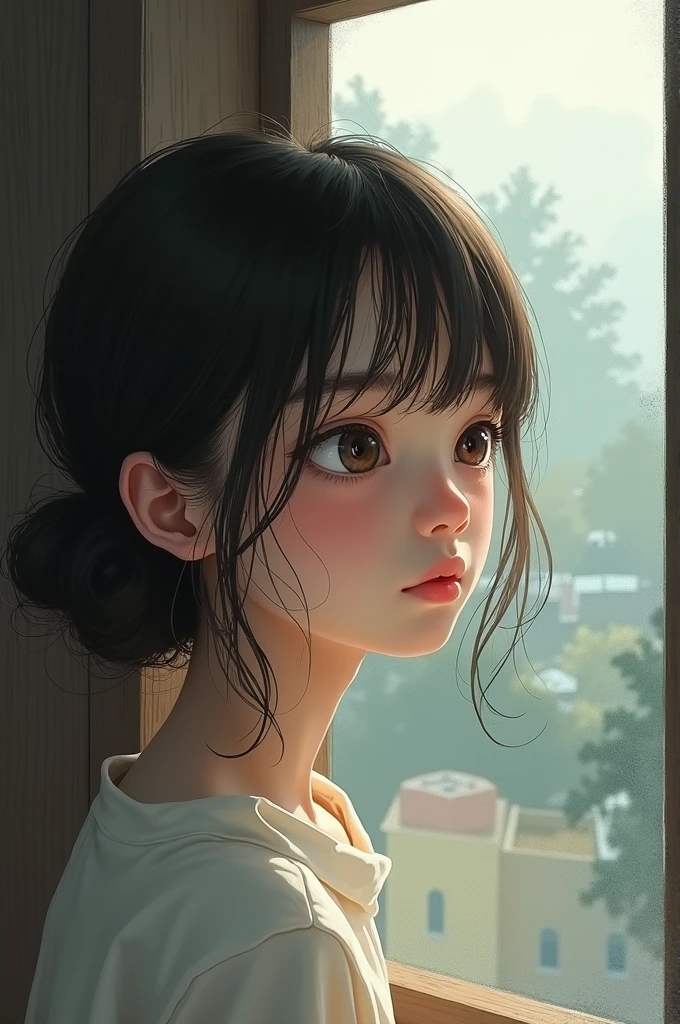 A girl looking out of a window