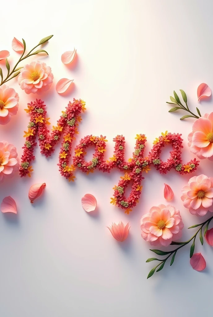 Write Maya name with flower petals