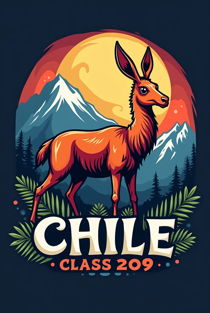 Crie uma logo, flag and print, for class 209 with some animal, typical of chile