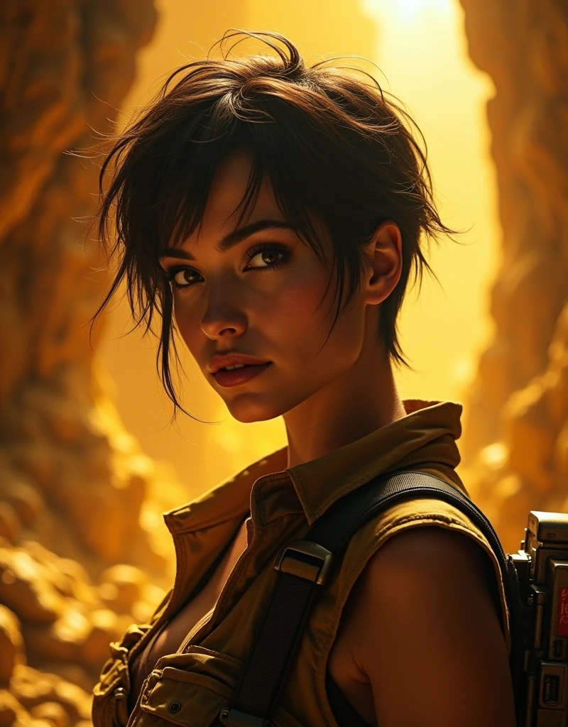 y miner, gold mine, female, short hair