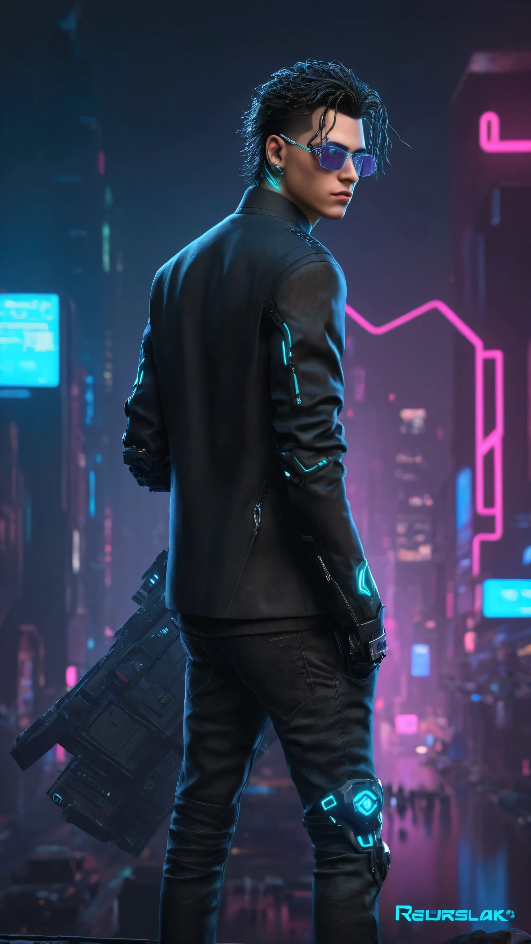 Change background cyberpunk handsome boy, realistic, face, 8k, ultra realistic,