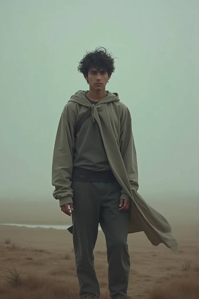A teen boy standing lonely at a place bravely 