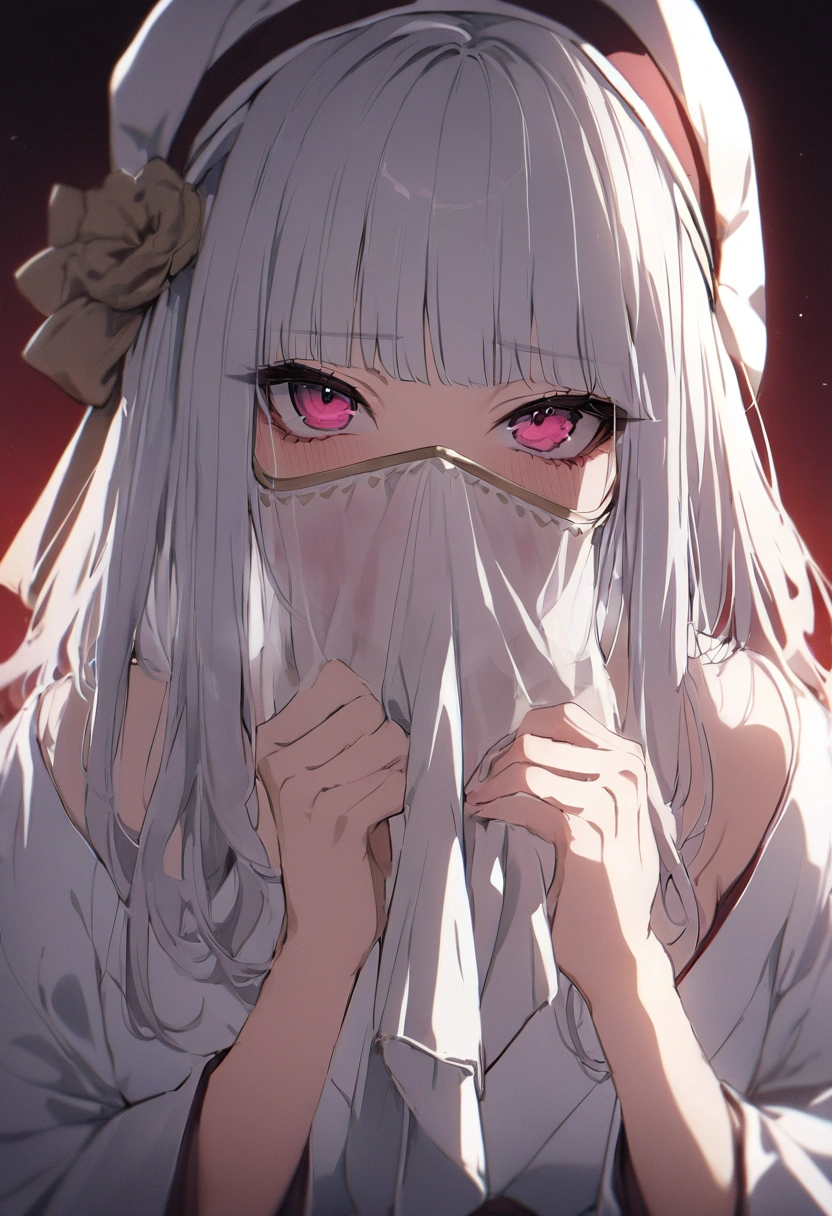 (masterpiece, best quality),  intricate details,
1girl,    <lora:Alexia Midgar-000048:0.8> Alexia Midgar, white hair, red eyes,
glaring, night, bedroom, restrained, gagged,