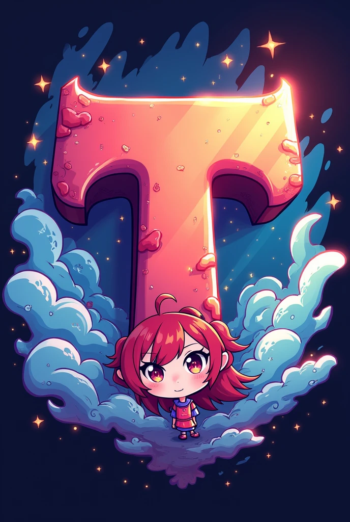Logo for a Twitch channel with an anime theme and the letter T