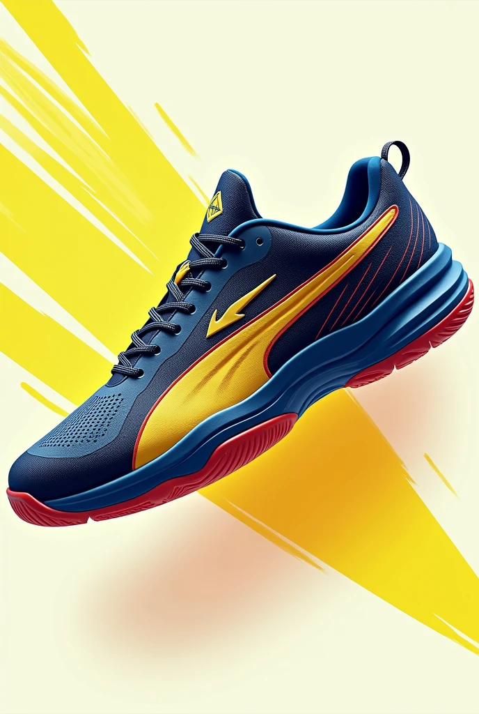 Cricket shoes design yellow blue red without logo and name