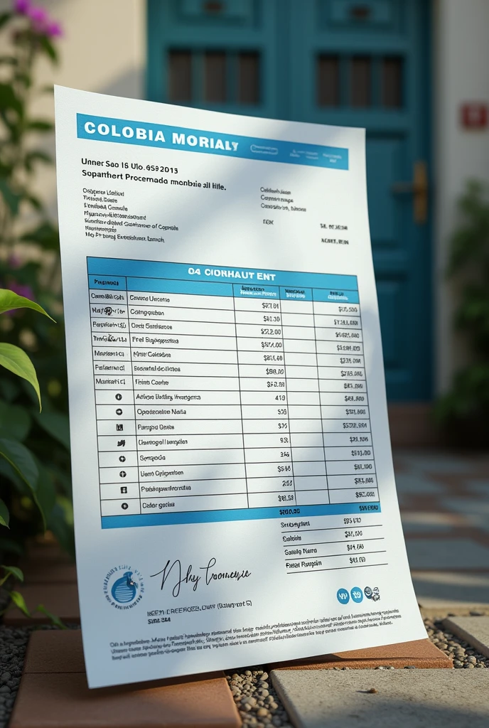 Create a Colombian water bill with the address Carrera 96 # 58-33 South Bosa neighborhood Santa Fe where everything is completely legible