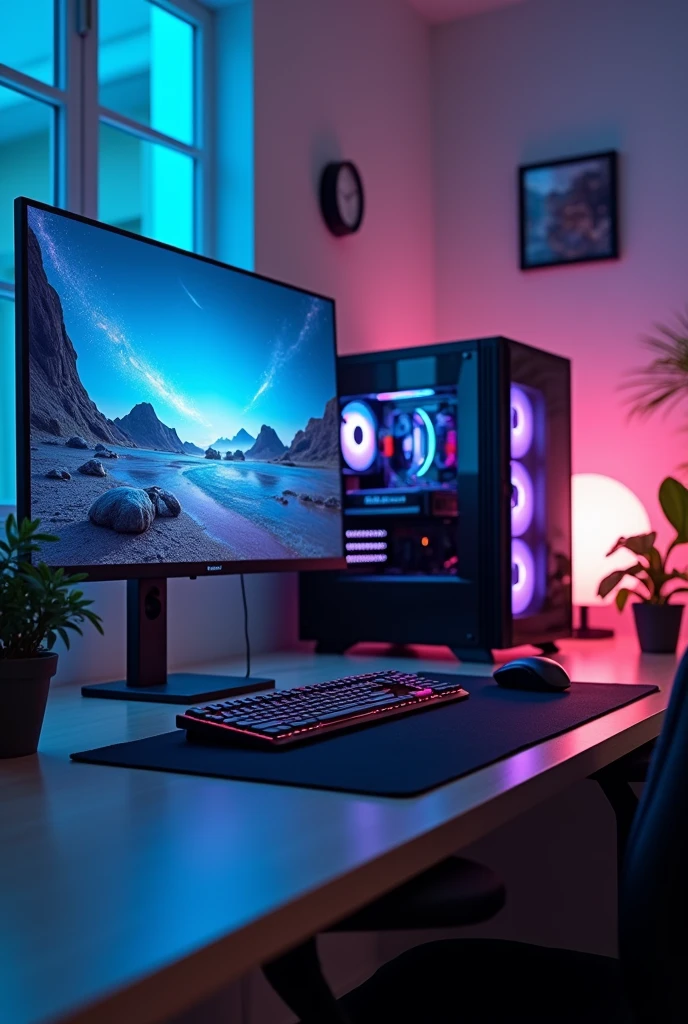 Gaming setup background photo with 1024 x 576 px