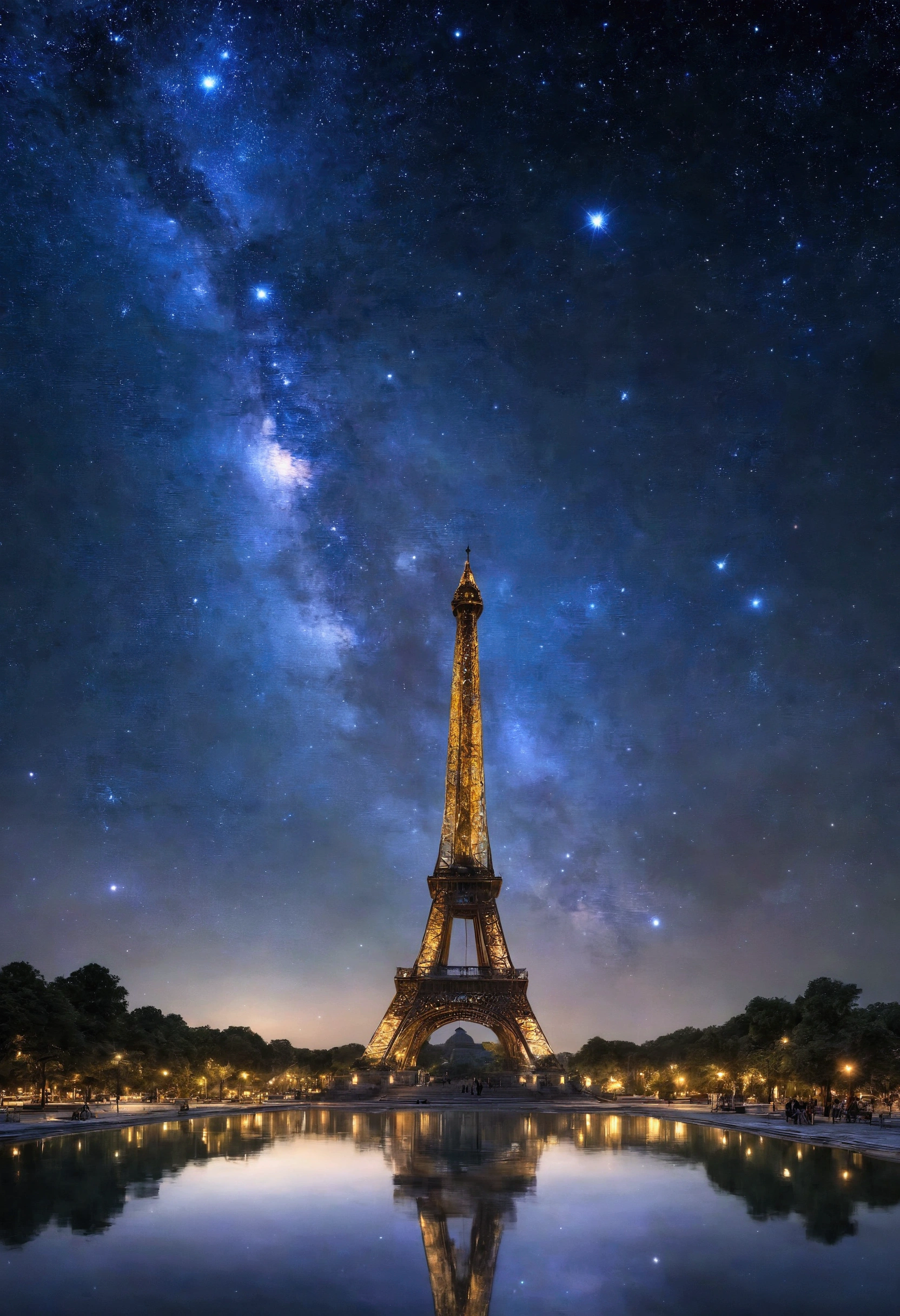 Capture an award-winning, ultra-realistic photograph of a beautiful monument build entirely by glass in the night. The beautiful monument build entirely by glass is flawless, creating a smooth, mirror surface that reflects the luminous stars in the clear night sky above. The composition should give the impression that the beautiful monument build entirely by glass is the continuation of starry night sky, as if the beautiful monument build entirely by glass also host the heavens. The clear, crisp air of the night enhances the serenity of the scene, with the soft glow of the stars casting a subtle, ethereal light on the glass surface. The reflection is so perfect that it blurs the line between the sky and the beautiful monument build entirely by glass , creating a surreal, dreamlike atmosphere. The overall image should evoke a sense of tranquility and wonder, capturing the beauty of both the the night sky and the reflection in a harmonious, breathtaking composition.