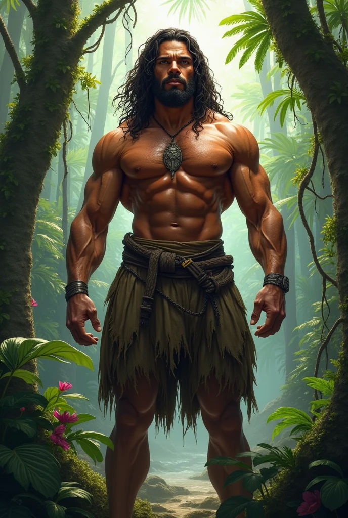 handsome and hyper muscular Tarzan.