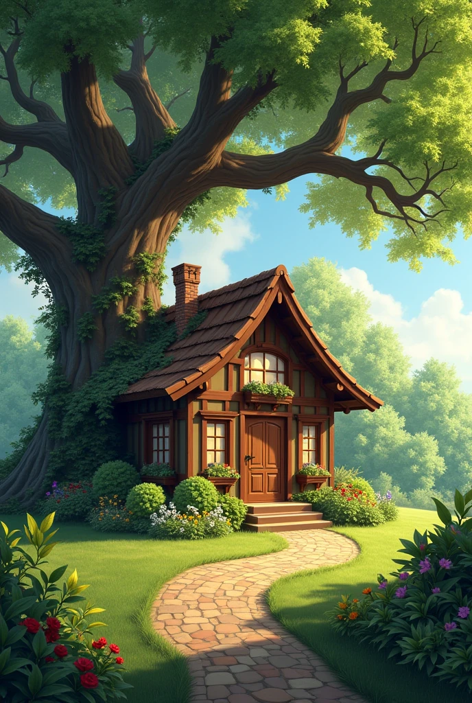 My dream house  under tree branch