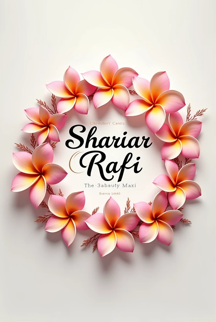 A logo make 'Shariar Rafi' with plumeria flowers