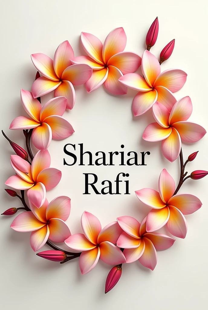 A logo make 'Shariar Rafi' with plumeria flowers