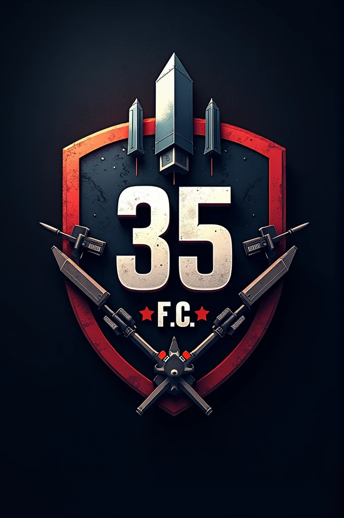 crea un insignia de futbol soccer que se llame 35 F.c. containing color images of military communications antennas