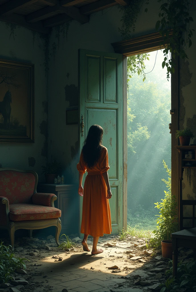 One day, Amina was traveling in a small village. An old and deserted house was seen on the way. Out of curiosity, she went inside the house. Everything inside the house was mysterious and dilapidated, as if no one had been there for years.