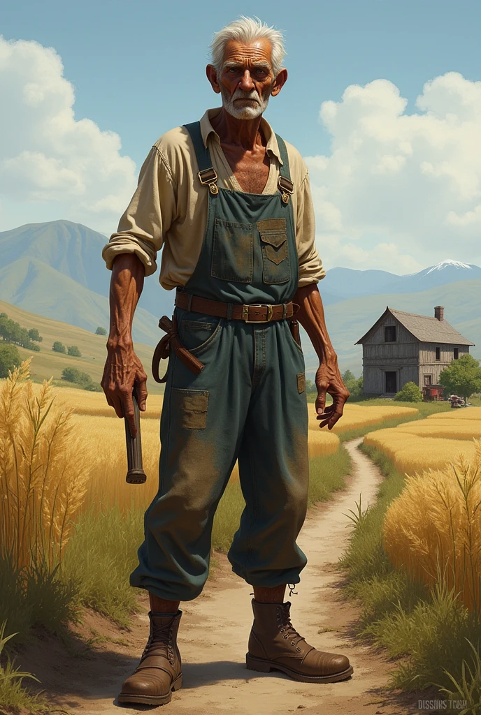 A old skinny farmer