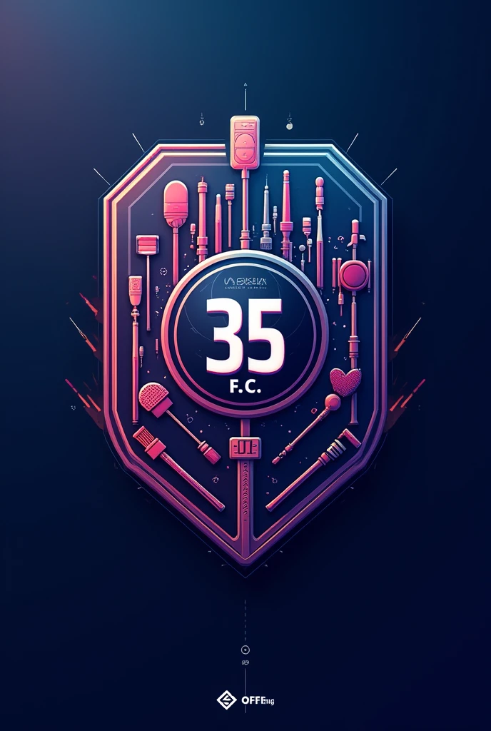 crea un insignia de futbol soccer que se llame (35 F.c.) containing color images of communications antennas