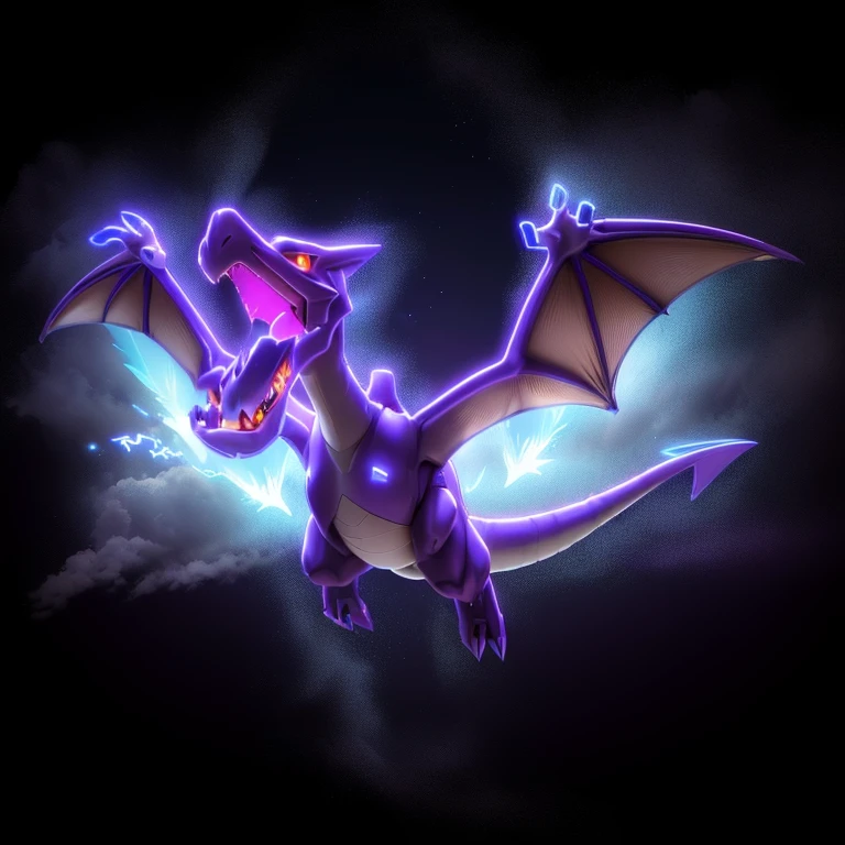 pokemon white and purple dragon with open mouth and large wings, charizard, pterodactyl, illustration pokemon, alphonse fly, mewtwo, official art, new pokemon, similar to pokemon, wyvern, ray, nighttime!, dialga the pokémon, mangy, hy - gogg, charizard flying above new york, dragon in dragon lair