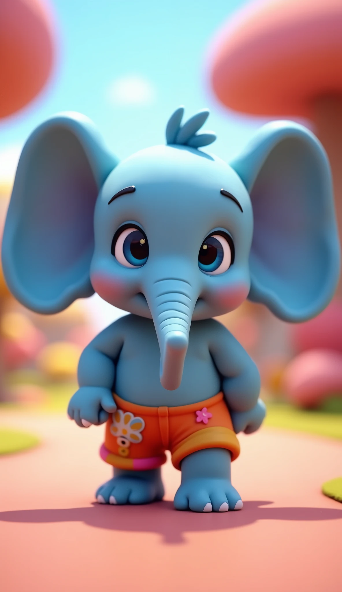 Perfect centering, Looking at the camera, a close up 2/3 of a cartoon blue elephant wearing a pants, 3 d animation demo reel, 3d animation, 3 d animation, 3 d animated movie, 3d animated, 3 d animated, tv commercial, clay animation, cgi animation, cute! c4d, cute 3 d render, pixar 3 d animation style, 4 k, 3 d cartoon