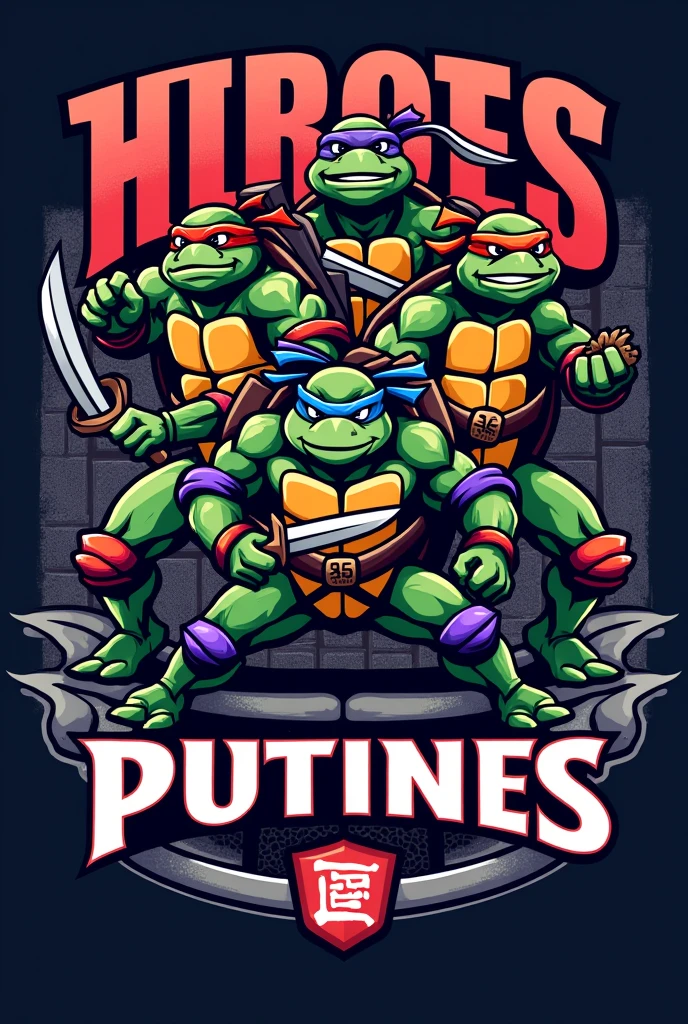 football logo with ninja turtles named putines