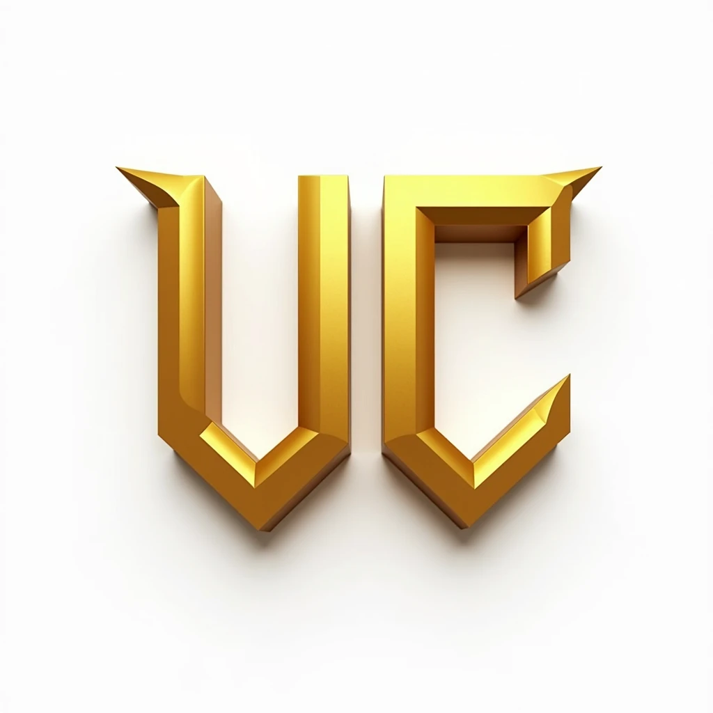 Create a PUBG game logo named "UC" in gold color with a white background.