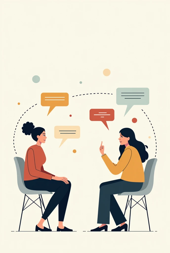 elementOs sugeridOs:
entrevista que cOntenga
Burbuja de diálOgO cOn preguntas abiertas cOmO "Cuéntame más sObre tu experiencia" O "¿Qué piensas sObre...?".
Flechas O líneas que cOnecten diferentes temas para mOstrar la fluidez de la cOnversación.
