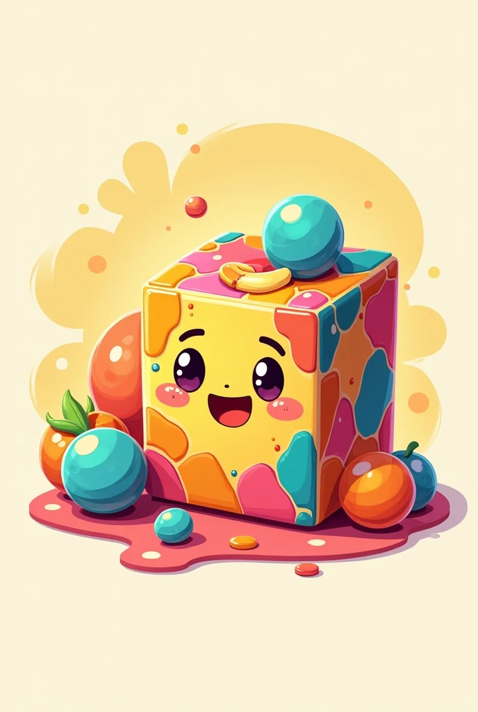 Generate a logo to sell gelatin that has mosaics but looks cartoonish