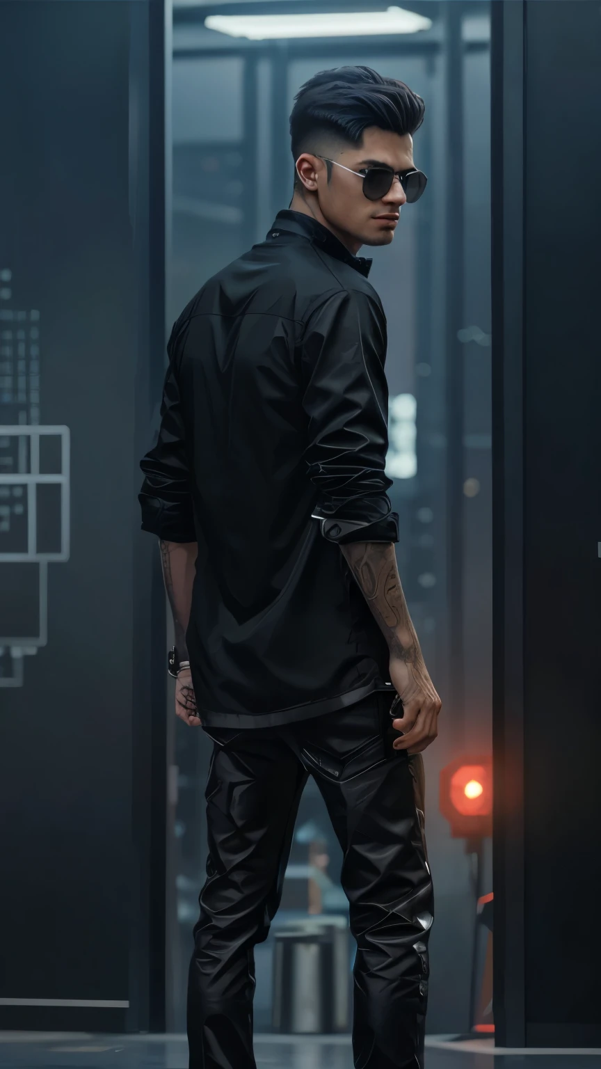 Change background cyberpunk handsome boy, realistic, face, 8k, ultra realistic,