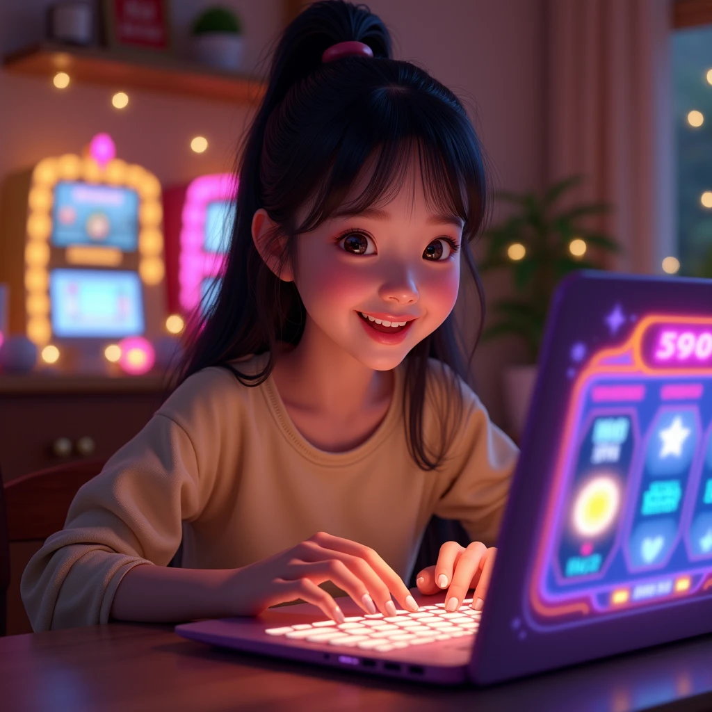 Asian Girl Cute Play Slot Gambling online