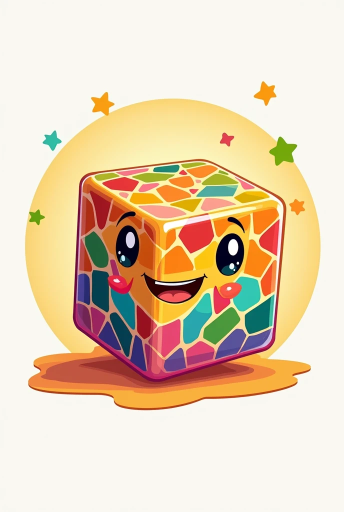 Generate a logo to sell gelatin that has mosaics but looks cartoonish