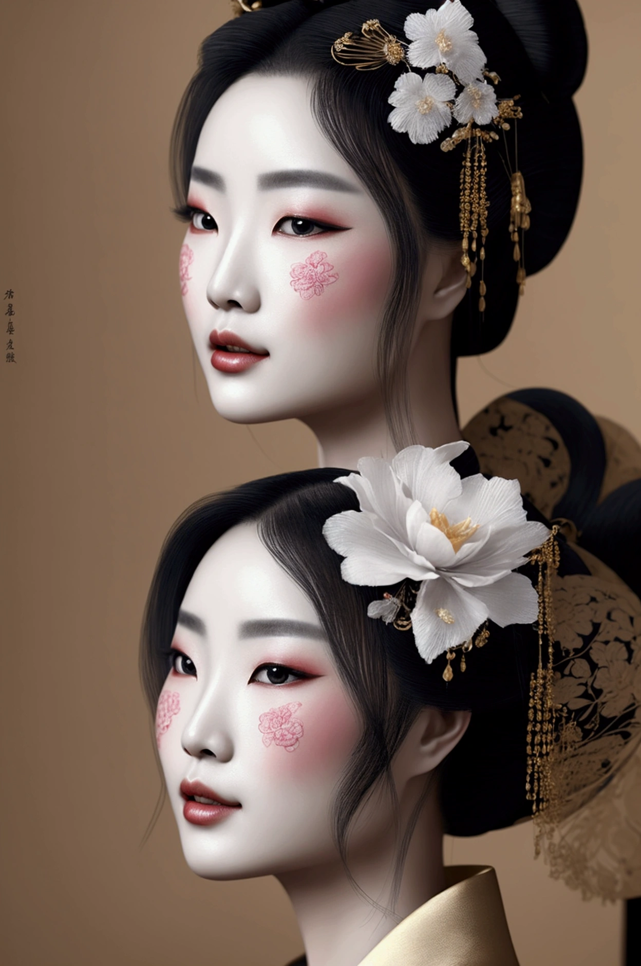 The gorgeously sexy adorned geisha, embodying a harmonious blend of grace and allure, symbolizes traditional Japanese beauty and elegance. She is depicted in a stunningly detailed painting, with intricate details shining through her delicate features and flowing kimono. The composition captures her serene expression and delicate gestures with a sense of perfection and refinement. This high-quality image exudes a sense of timeless beauty and cultural richness.