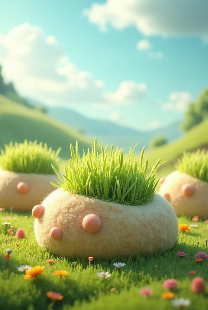 Grass-filled buns