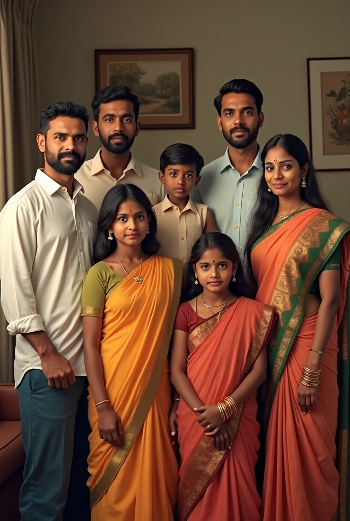 5 Tamil men 3 Tamil women family photo no kids