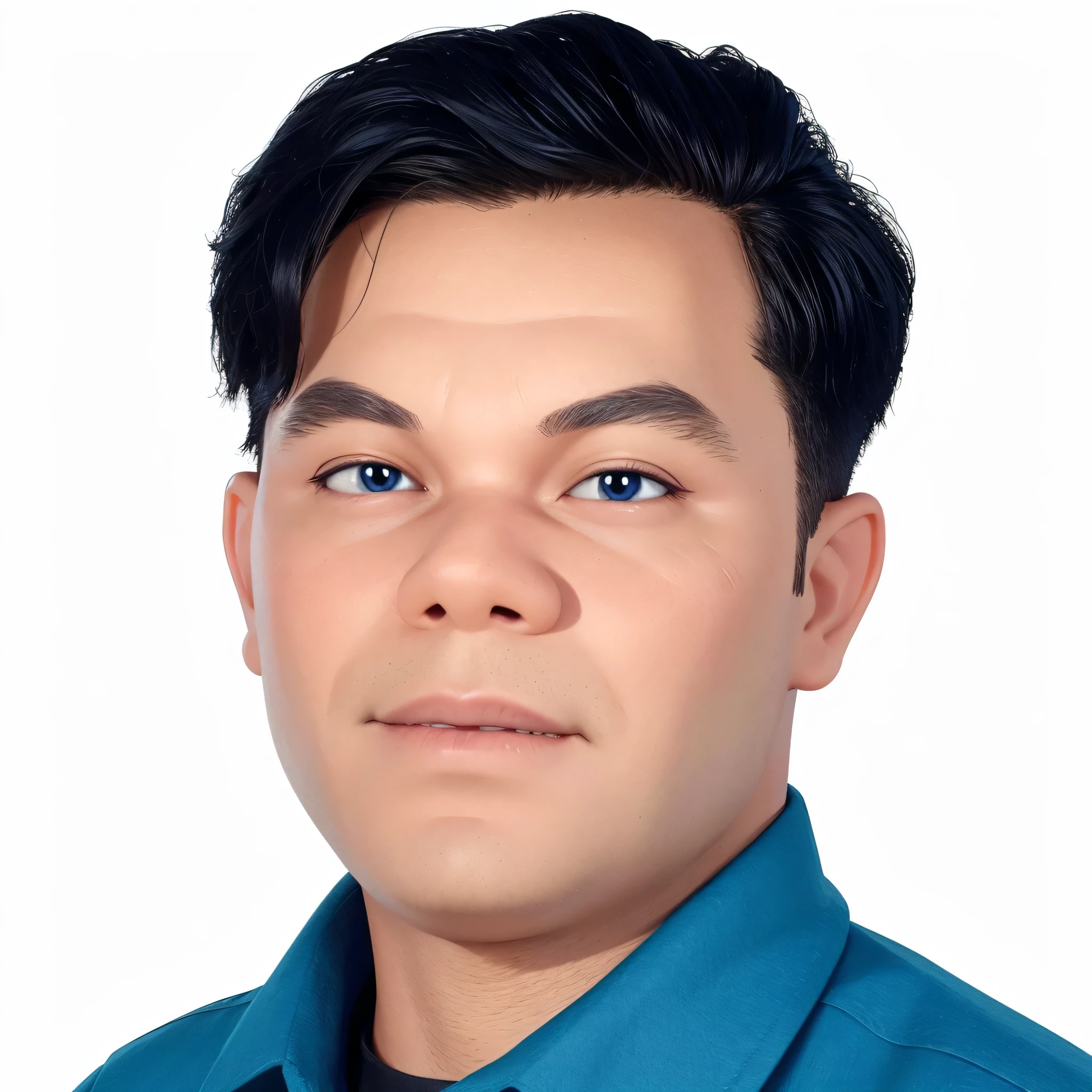 3D Cartoon, A man, beautiful hair, Portrait, Half body, Short sleeve collar shirt, 3D render, 3D Cartoon, Big head, cartoonish look, high resolution, super detail, soft lighting,