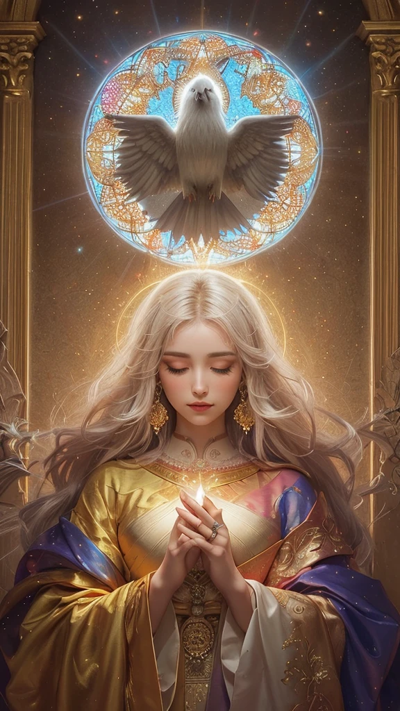 (best quality,8k,extremely detailed,masterpiece:1.2),(photorealistic:1.37),intricate,sacred,majestic,divine,golden light,sculpted details,traditional craftsmanship,ethereal beauty,serene environment,wisdom and enlightenment,harmonious colors,spiritual energy,tranquility and calmness,meticulously carved features,grand and magnificent,awe-inspiring presence,transcendent artistry,heavenly aura,holy sanctuary,glowing,reverential,regal pose,peaceful expression,spiritual elevation,transcendent experience,meditative atmosphere,unwavering faith,captivating allure,spiritual journey,divine revelation,luminous being,symbol of enlightenment,pure and sacred,heavenly grace,peaceful stillness,timeless beauty,cultural heritage,spiritual guidance,symbolic expression,ascetic refinement,timeless elegance,sublime devotion,realm of magic,spiritual awakening,white,fluffy,cute,adorable,pomeranian
