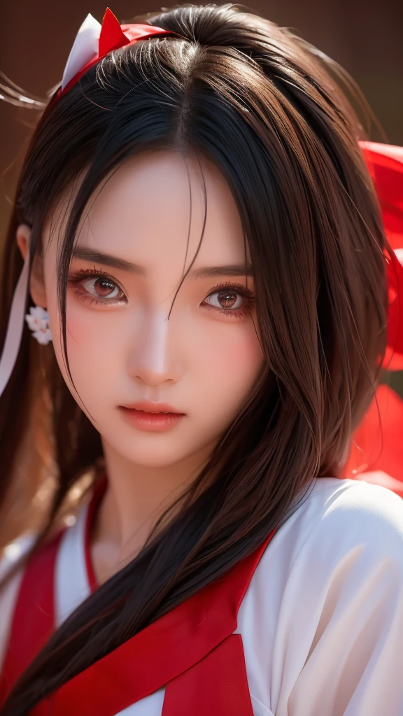 Prepare to be amazed by the super high quality and level of detail in this dramatic and visually descriptive rendering of a girl in a solo hanfu dress, adorned with red ribbon and jewelry, caught in a gust of wind.