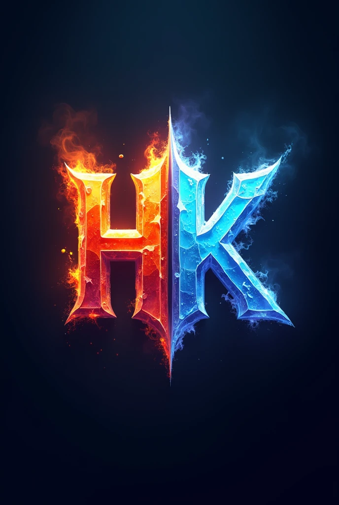 Logo for a multigaming twitch channel with the letters HKN fire and ice