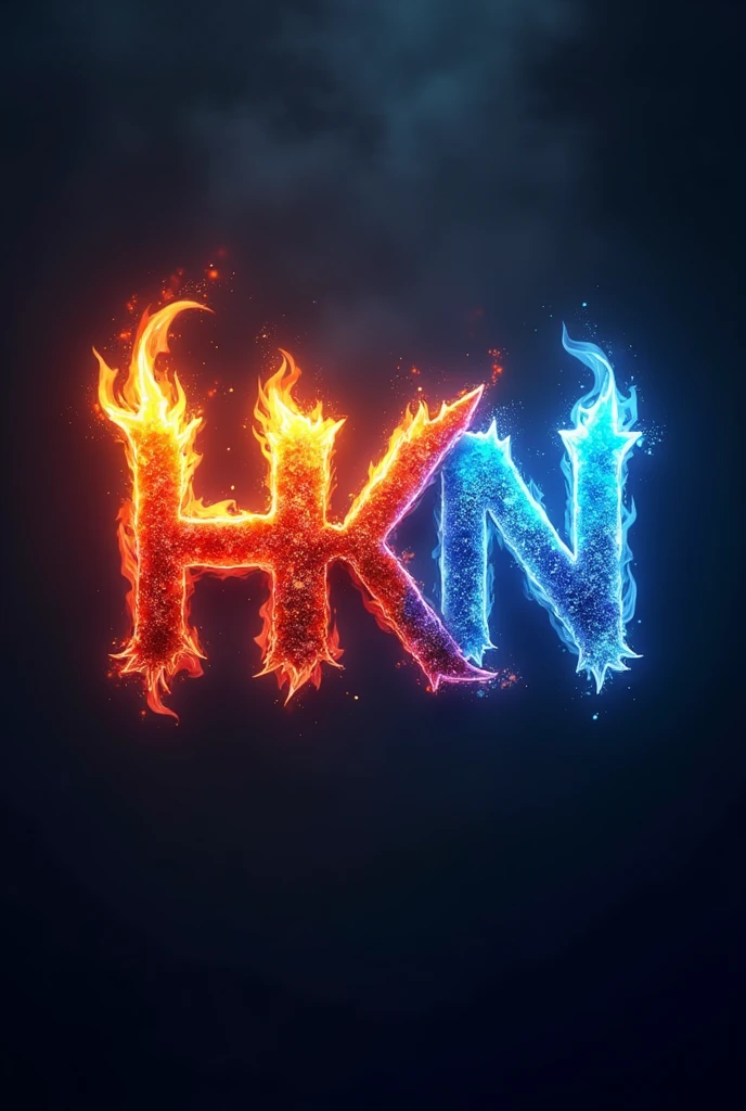 Logo for a multigaming twitch channel with the letters HKN fire and ice