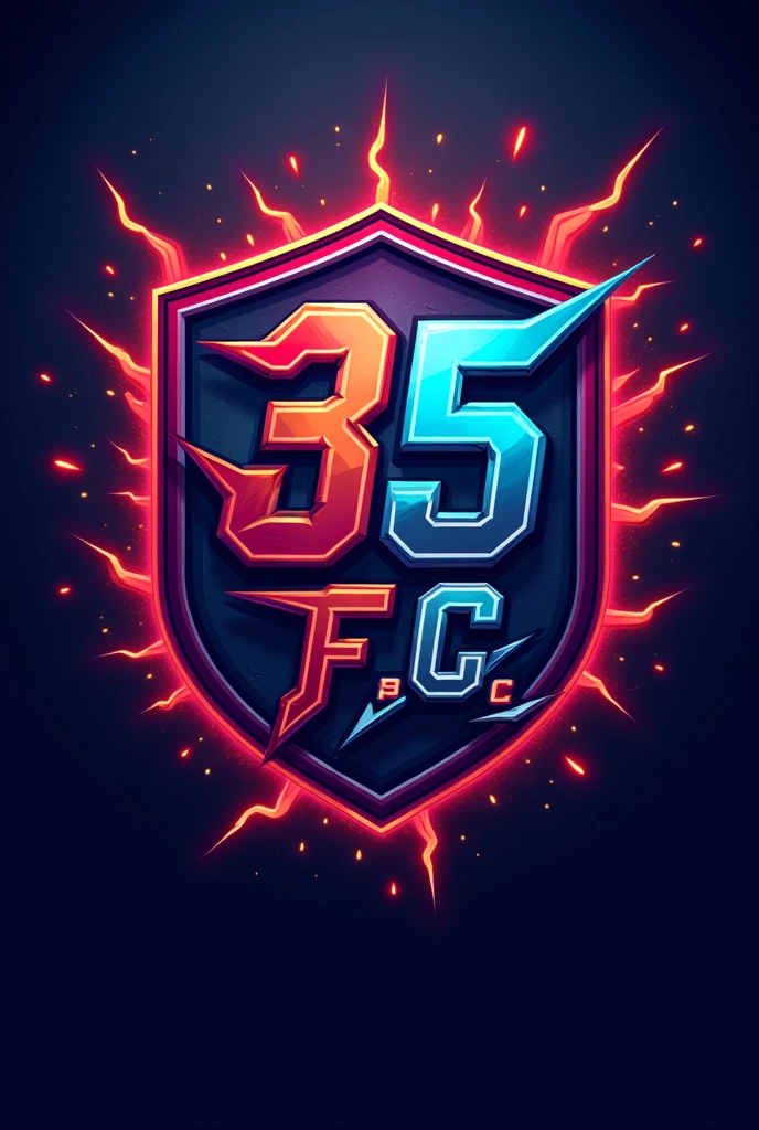 crea un escudo de futbol soccer a colores que se llame 35 F.c. containing images of satellite antennas crossed by lightning