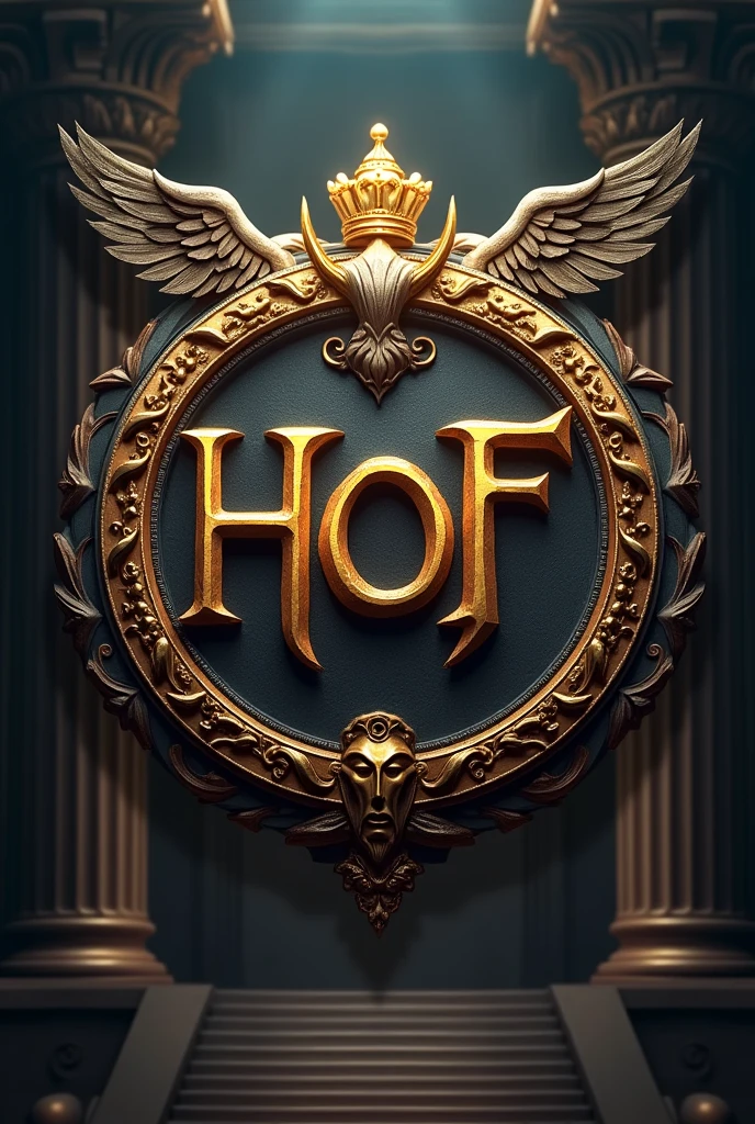 I want a logo for my gaming clan, Something happened and I couldn&#39;t save it, Create me a new one that refers to a hall of fame, can lead to Gods of Greek mythology, The logo must have the initials “HOF” don’t forget that it’s important, The previous logo you made me was very realistic, I want it to be for my gaming clan