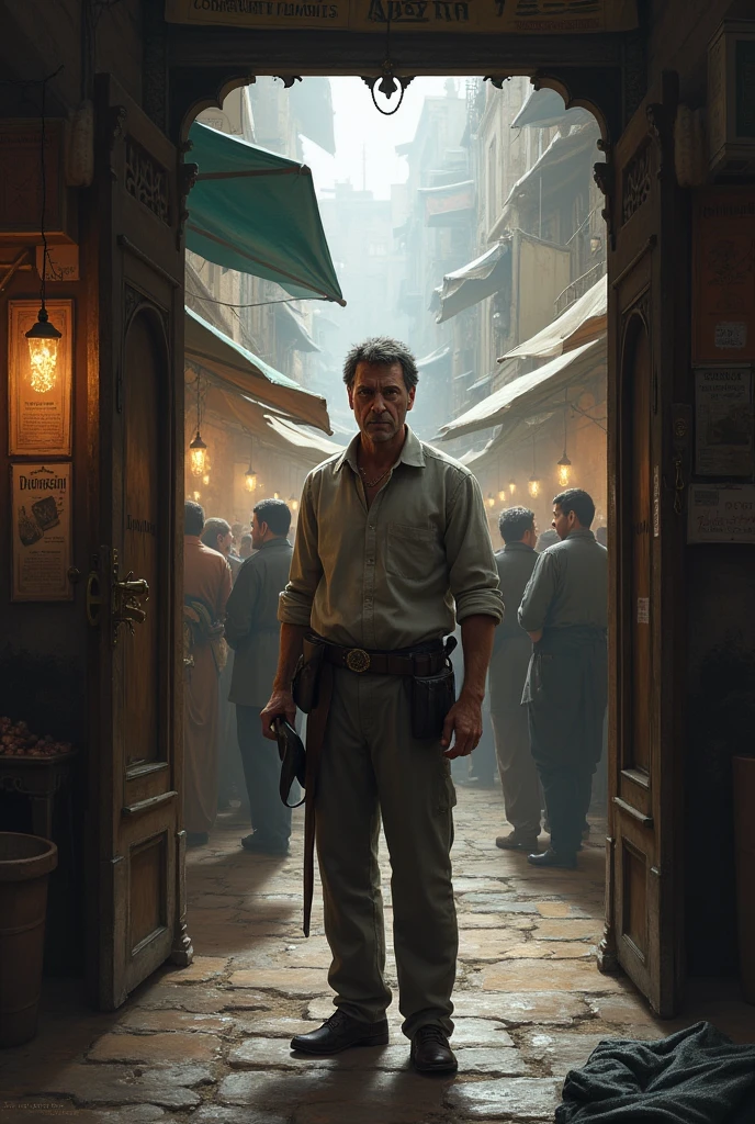 A man standing in front of a market that fake diamond selling Market 