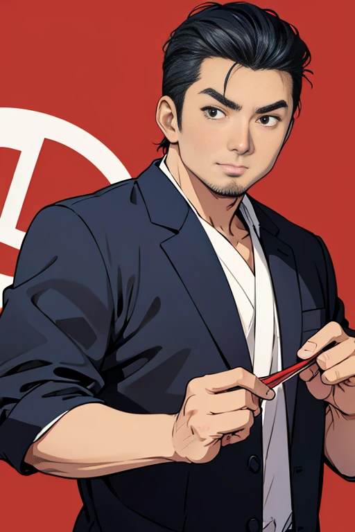 Chow Yun-Fat in his 30s,Anime Style,As similar as possible,Men's Elegy,City Hunter