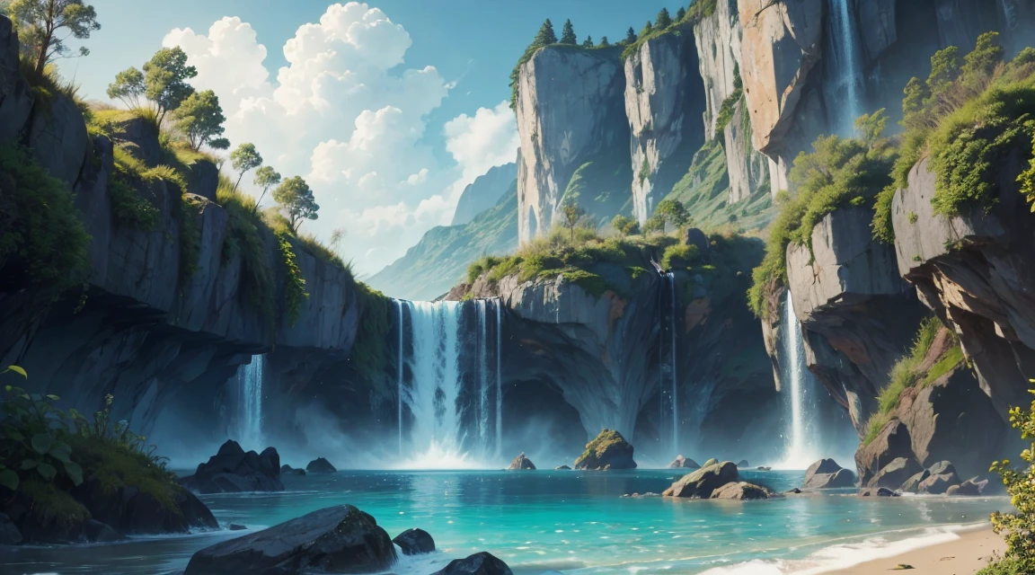 naturey, Realism, 4K, sky, water, sky, stele, lights, vegetation, animals,