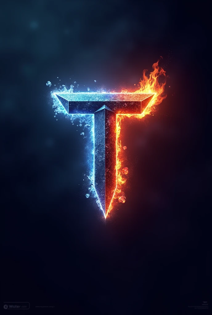 Logo for a multigaming twitch channel with the letter T fire and ice
